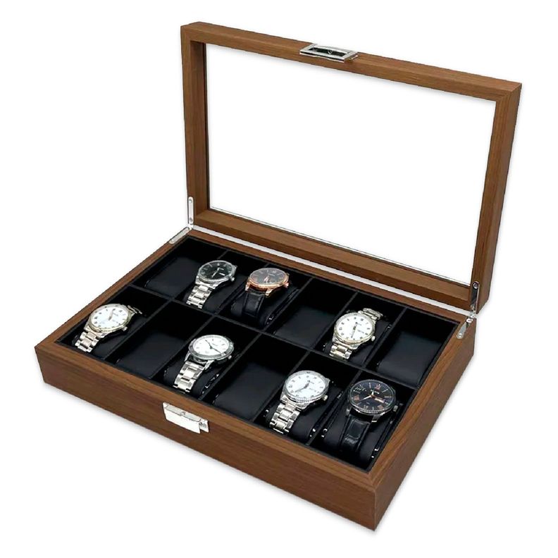 Caja Estuche Organizadora 12Relojes Madera de Lujo Cafe