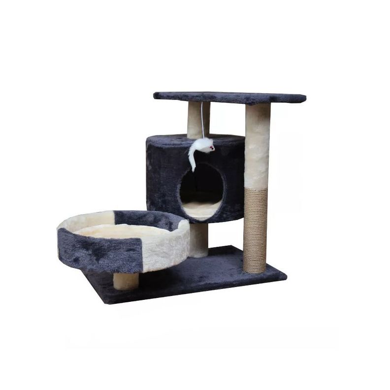 Rascador Para Gato Cueva Camita 52 Cm. + Raton-0