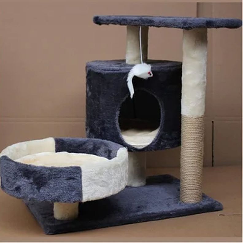 Rascador Para Gato Cueva Camita 52 Cm. + Raton-2