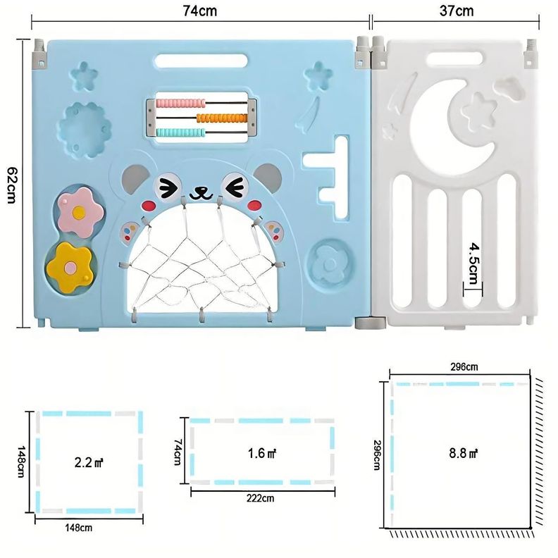 Corral de Seguridad Bebe Multiformas 12+2 Plegable -3