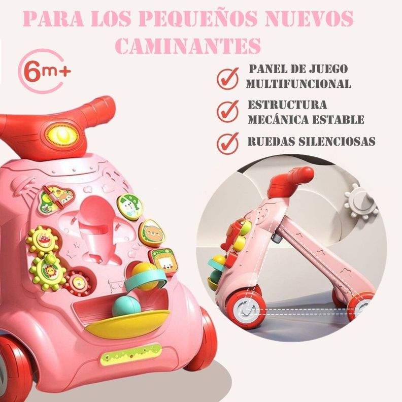 Andador Caminador Didactico Correpasillos Rosado-3