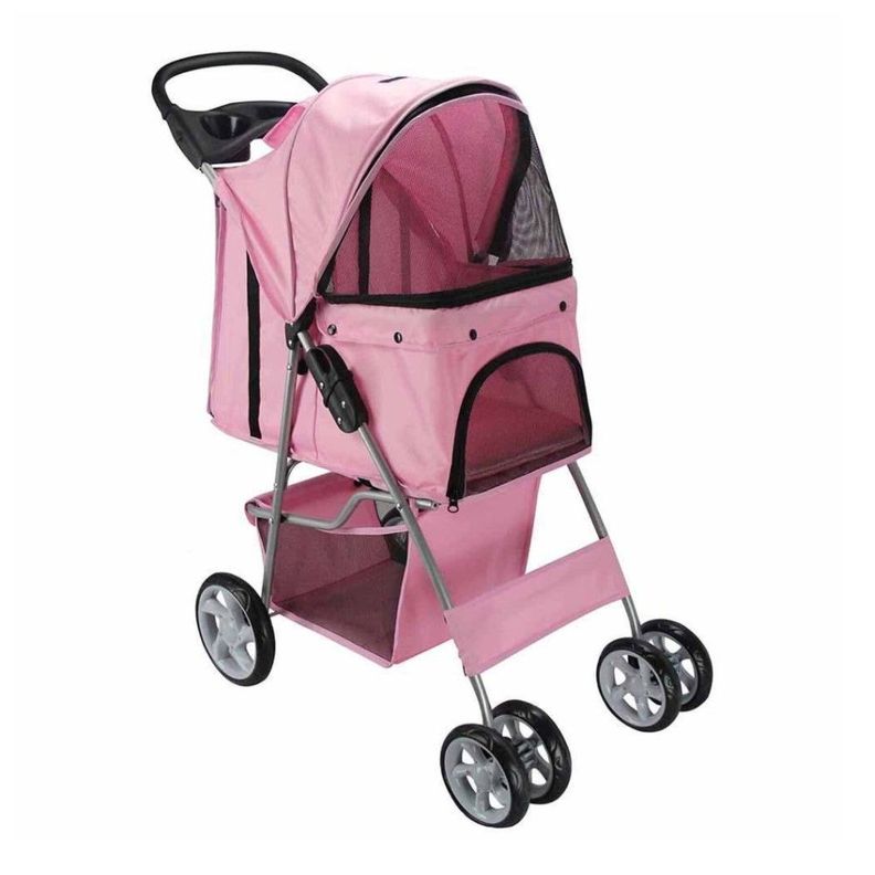 Coche Paseo Mascota Plegable Portatil 4 Ruedas-0