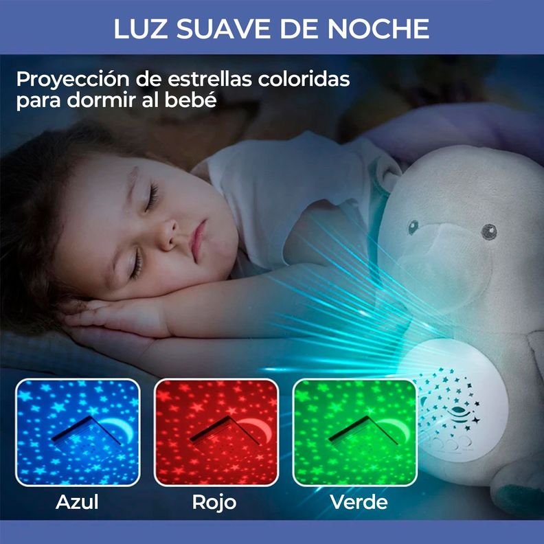 Elefante de peluche con Proyector de música y luz-4