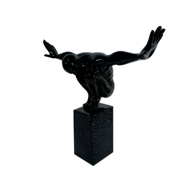Adorno Escultura Atleta en Equilibrio Minimalista Negra -1