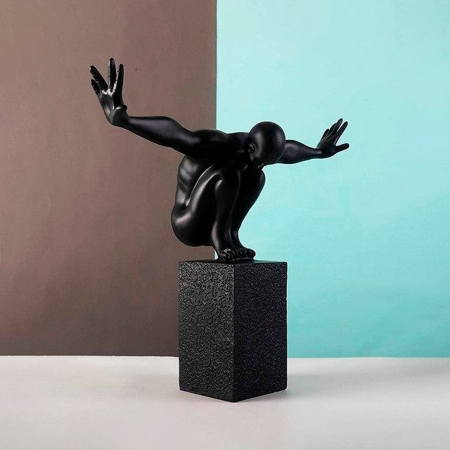 Adorno Escultura Atleta en Equilibrio Minimalista Negra -2