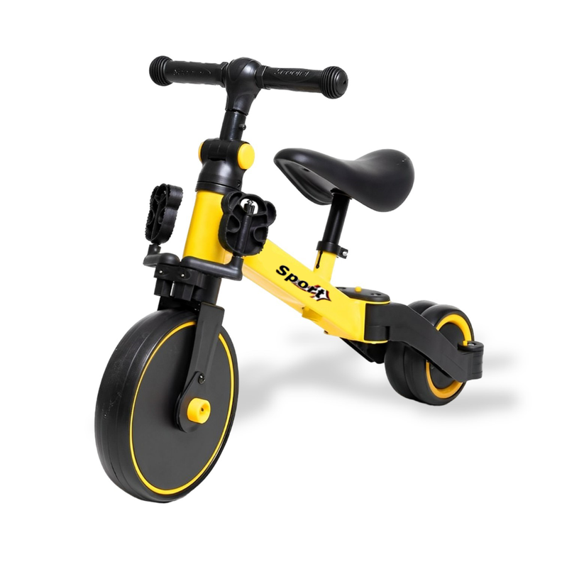 Triciclo Correpasillos Bicicleta de Aprendizaje Multiposiciones 3 En 1 Amarillo-0