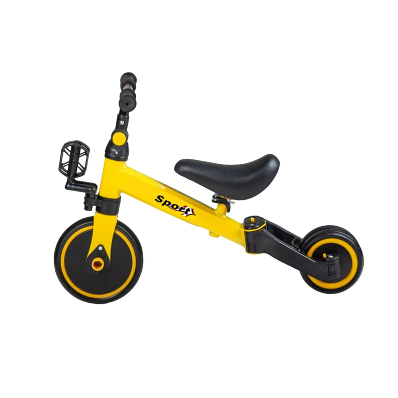 Triciclo Correpasillos Bicicleta de Aprendizaje Multiposiciones 3 En 1 Amarillo-4