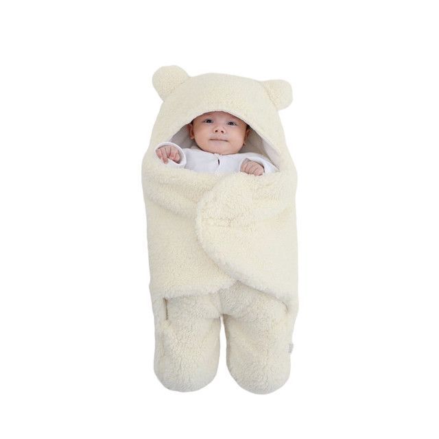 Manta Bebe Premium Recien Nacido Enterito Suave Osito Beige-1