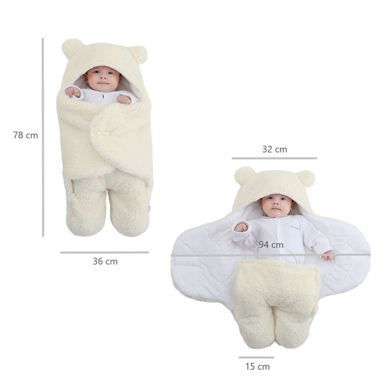 Manta Bebe Premium Recien Nacido Enterito Suave Osito Beige-2