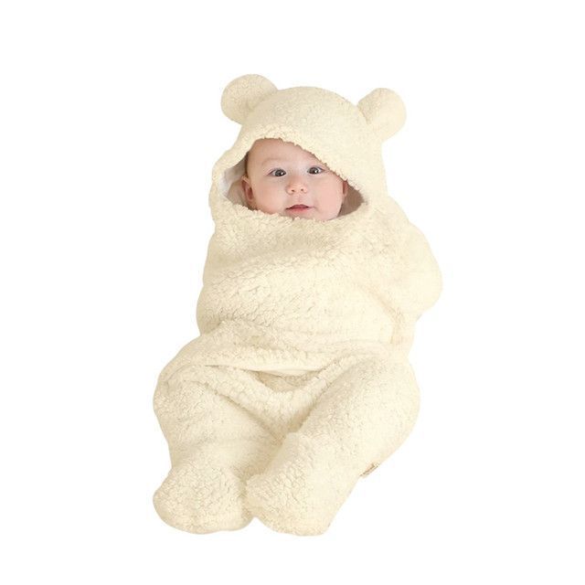 Manta Bebe Premium Recien Nacido Enterito Suave Osito Beige-3