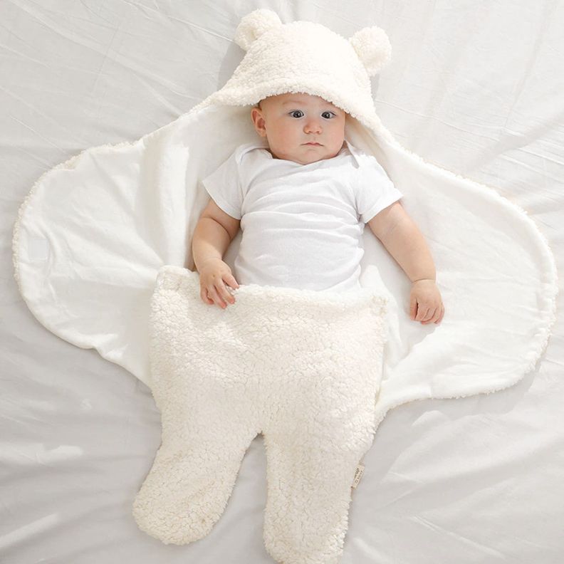 Manta Bebe Premium Recien Nacido Enterito Suave Osito Beige-6