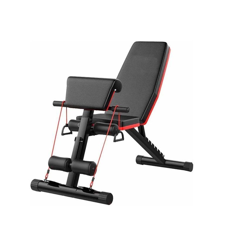 BANCA ABDOMINAL AJUSTABLE FULL + BICEPS CON BANDAS SPORTIME Negro