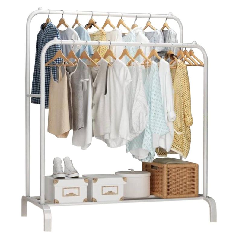 Perchero Colgador de Ropa Doble Metalico Resistente Blanco