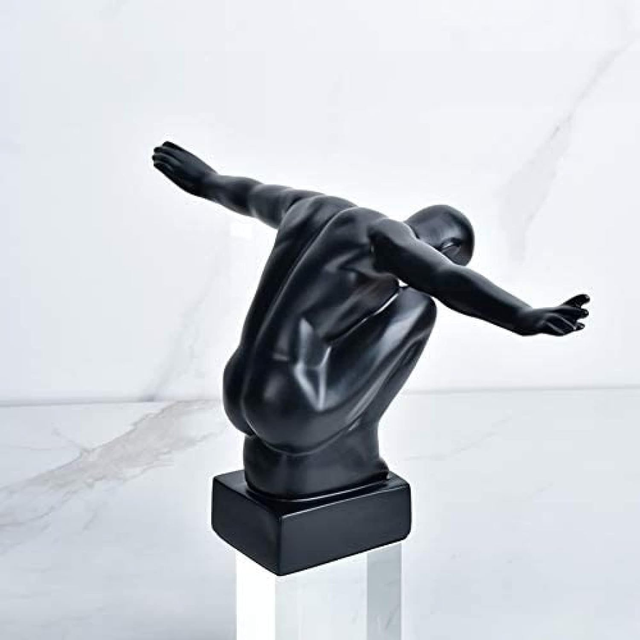 Adorno Deco Escultura Minimalista Atleta en Equilibrio Negro-2