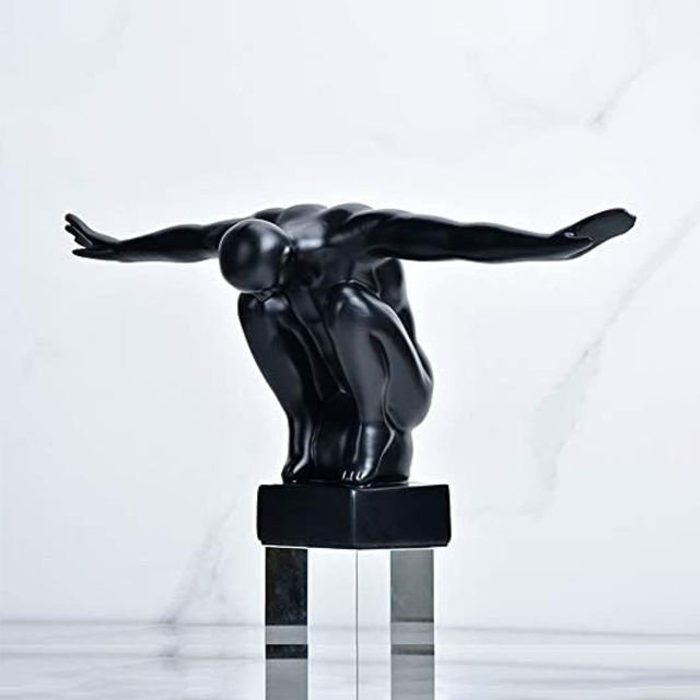 Adorno Deco Escultura Minimalista Atleta en Equilibrio Negro-4