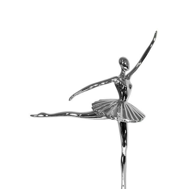 Adorno Deco Escultura Artística Bailarina Ballet Plateada-2