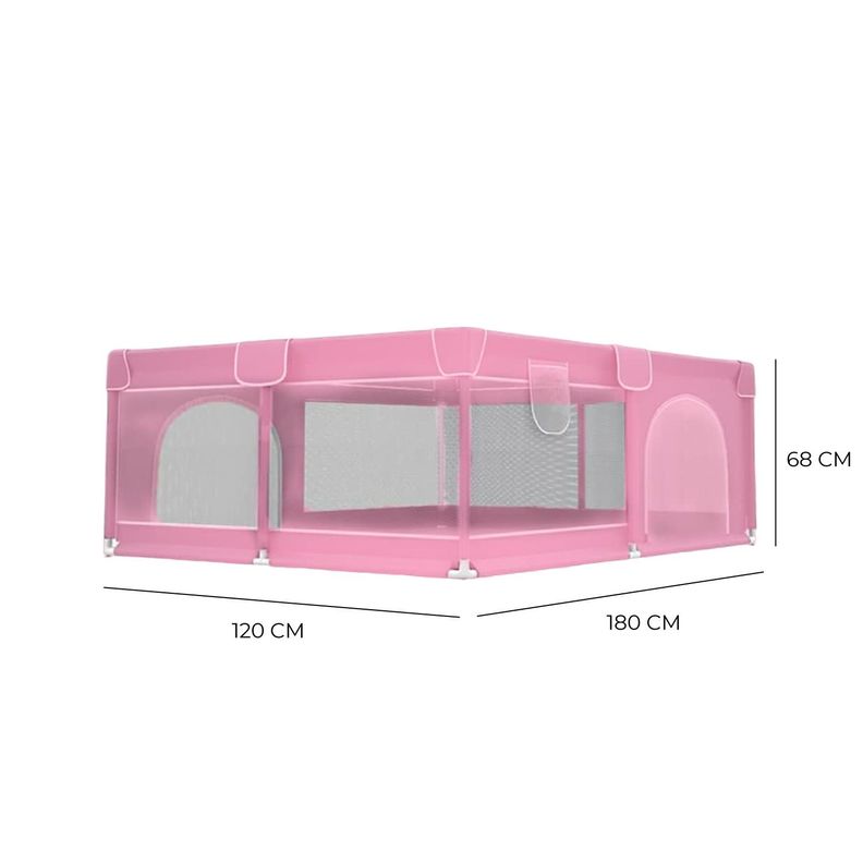 Corral de Seguridad Bebe 180cm Rectangular Rosado-1
