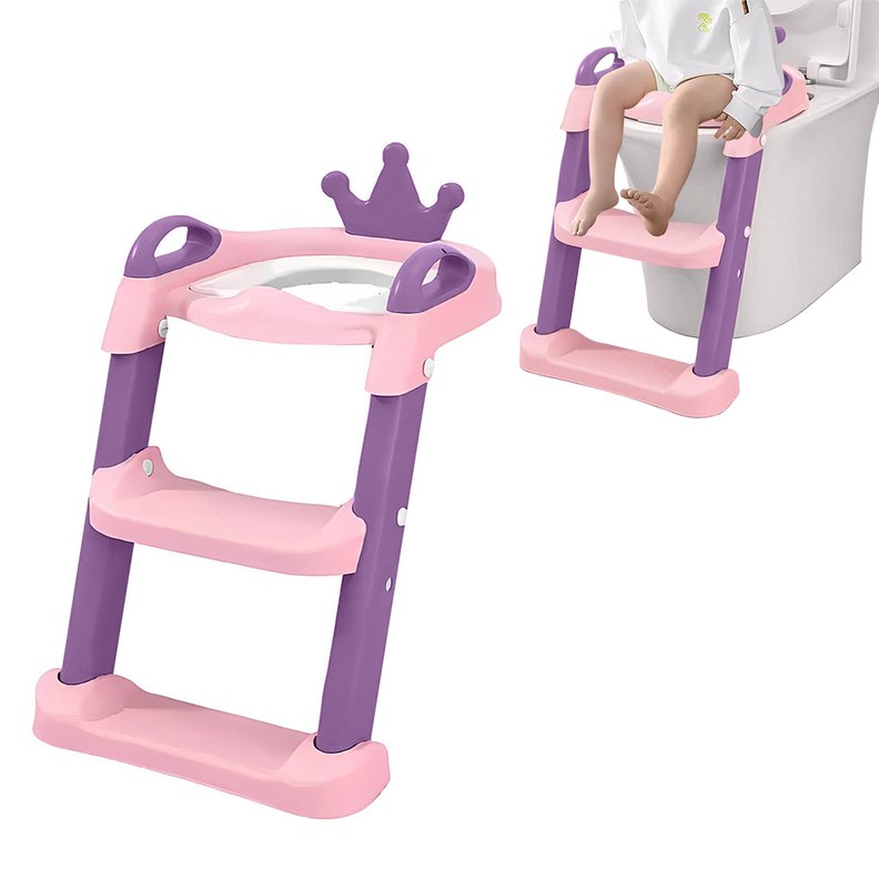 Escalera Asiento Adaptador De Baño Pelela Niños Rosado-0