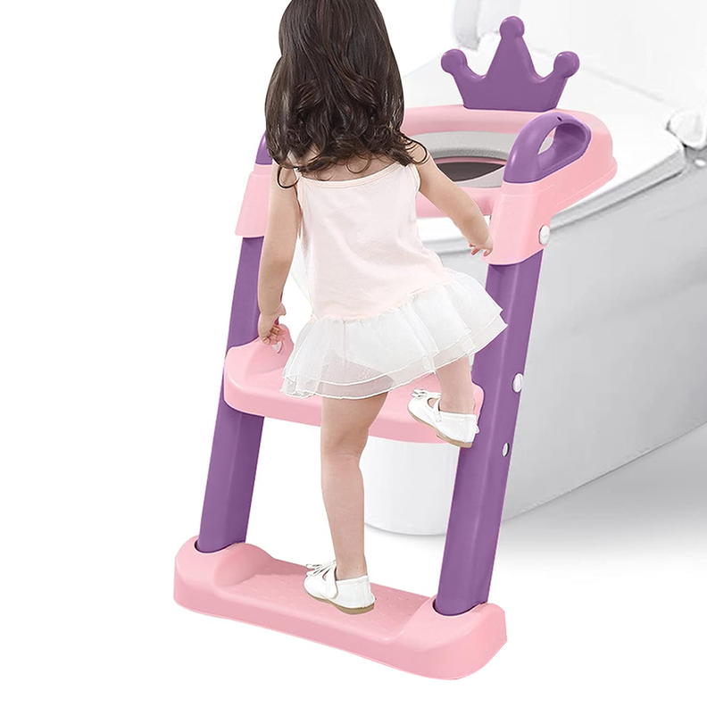 Escalera Asiento Adaptador De Baño Pelela Niños Rosado-5