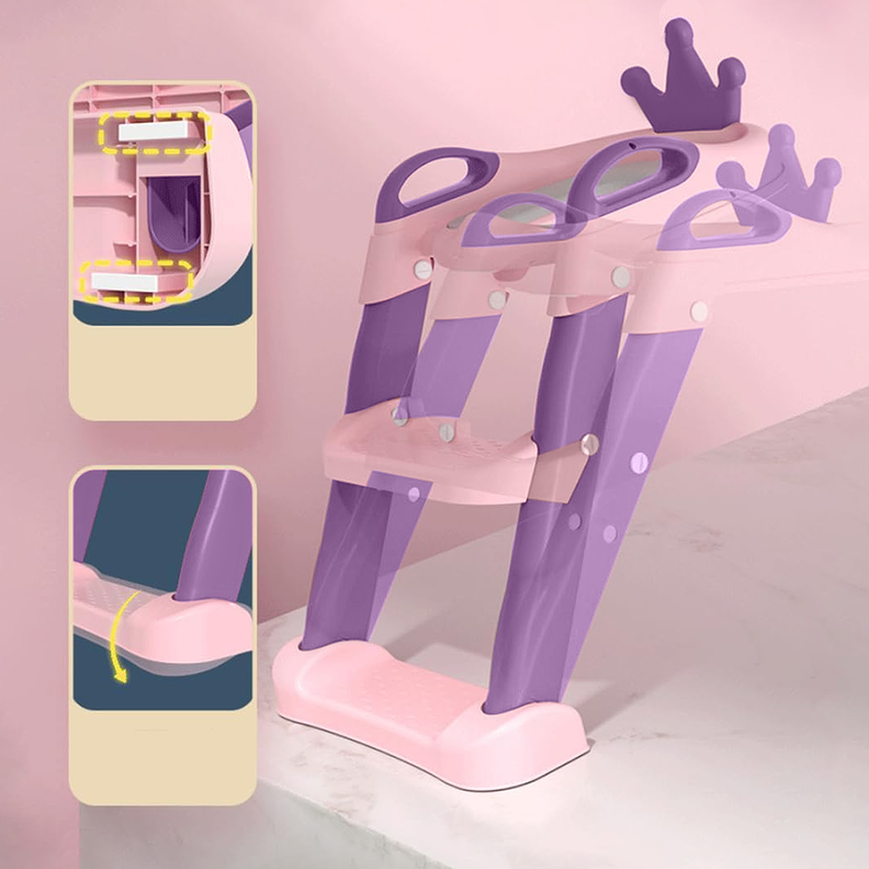 Escalera Asiento Adaptador De Baño Pelela Niños Rosado-6