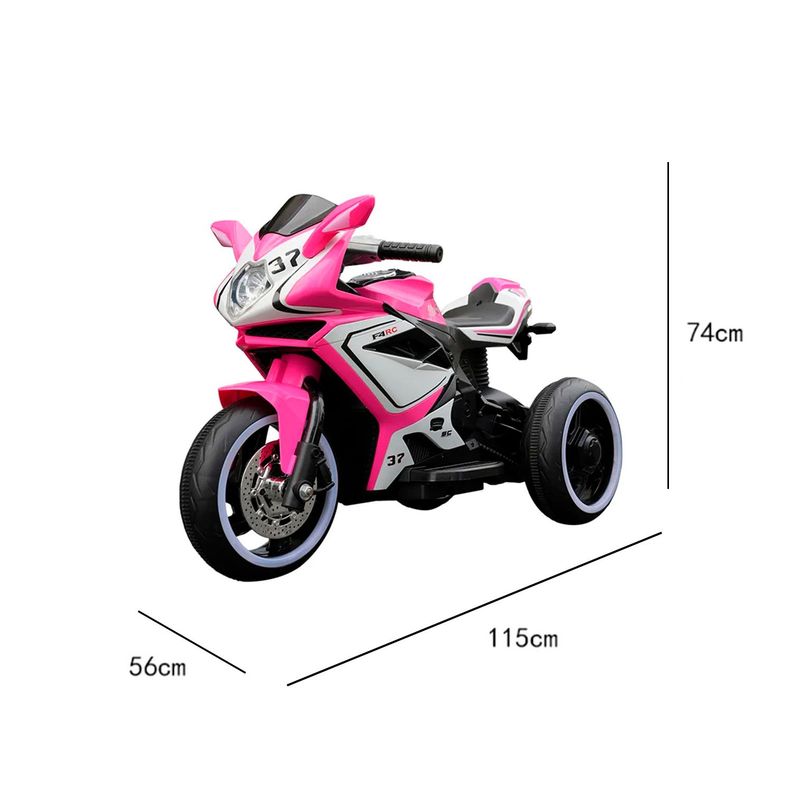 Moto Eléctrica Infantil con Música y Luz Color Rosado-3