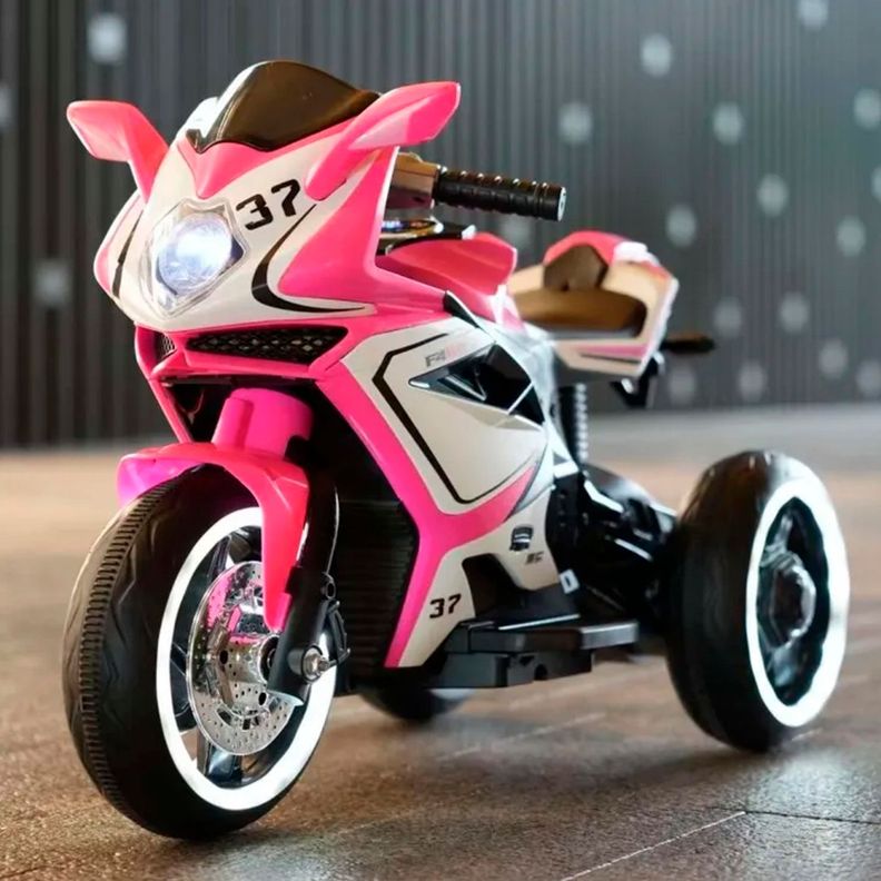 Moto Eléctrica Infantil con Música y Luz Color Rosado-5