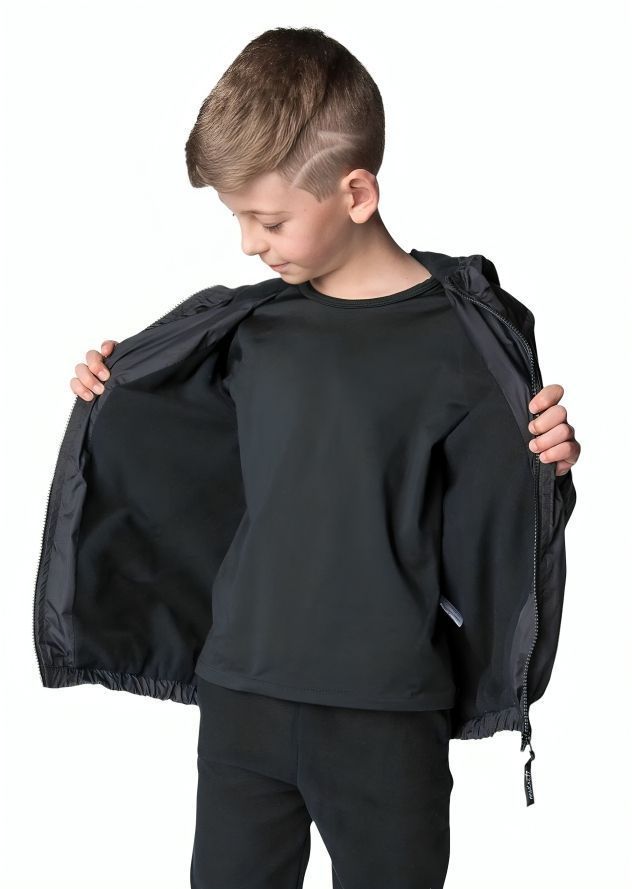 Chaqueta Cortaviento Impermeable Unisex Para Niños Con Polar-1