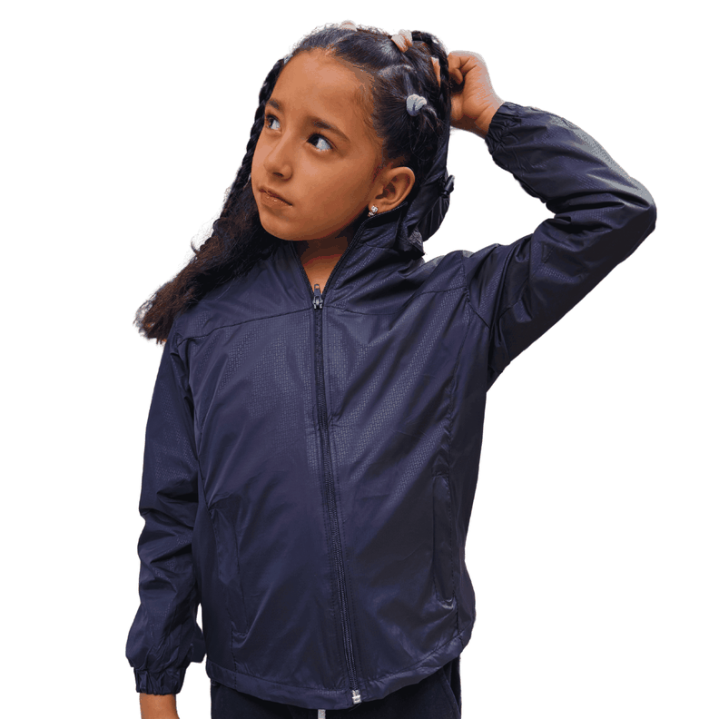 Chaqueta Cortaviento Impermeable Unisex Para Niños Con Polar-3