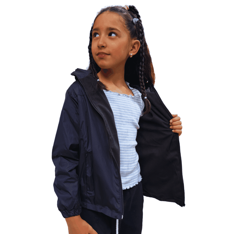 Chaqueta Cortaviento Impermeable Unisex Para Niños Con Polar-5