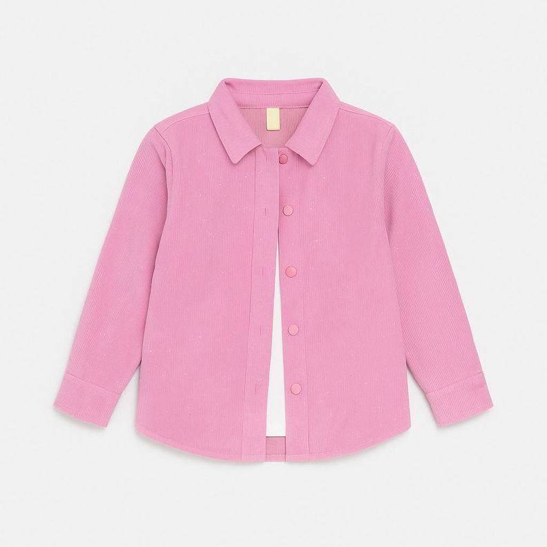 Camisa rosa nina manga larga con brillos Rosado 4
