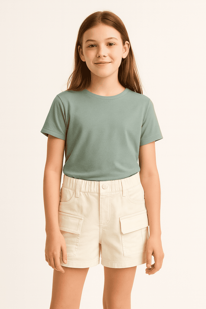 Short Cargo Nina Algodon Bolsillos Laterales Blanco 4