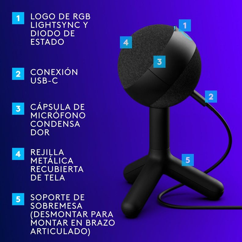Logitech G Yeti Orb Micrófono Condensador Rgb Con Lightsync-4