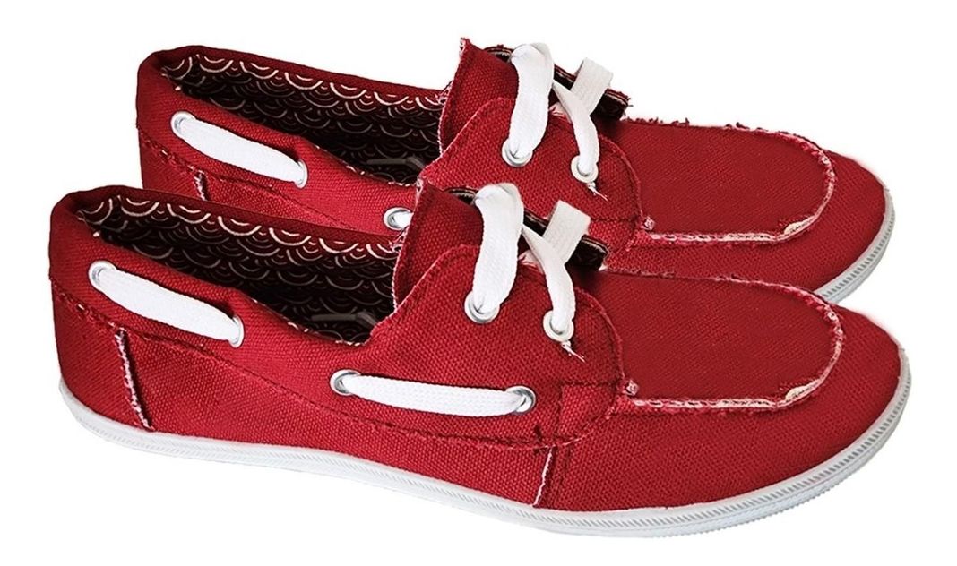 Mocasin Lona Unisex Casual Ligeros Liquidación Rojo 7073-2