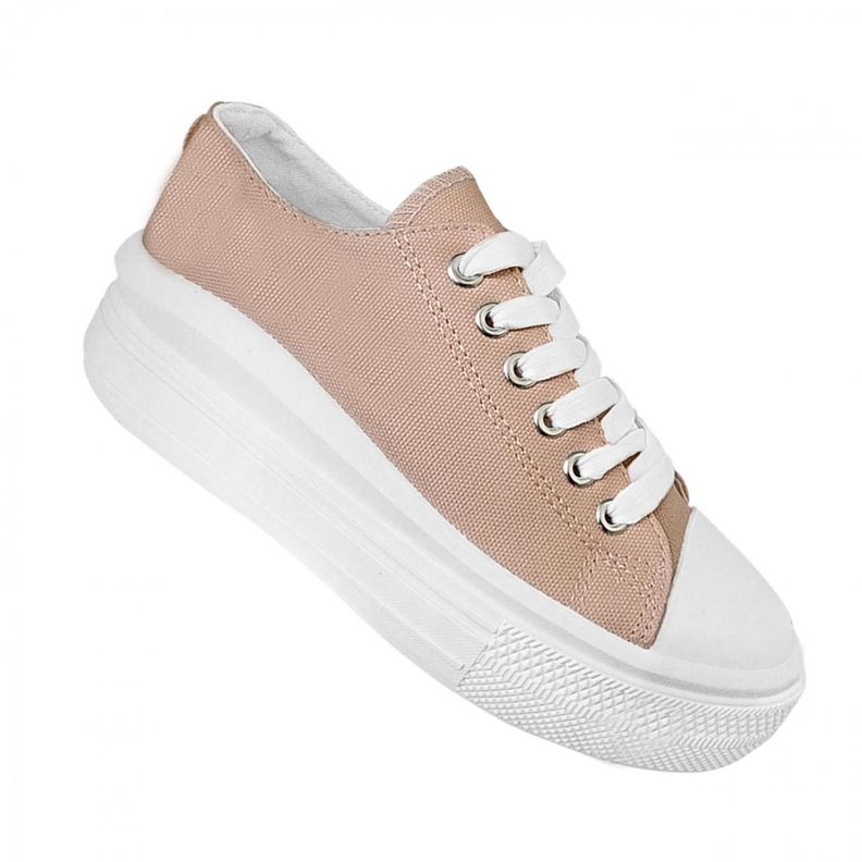 Zapatilla Mujer Con Plataforma Urbana De lona - Rosa 7084-0