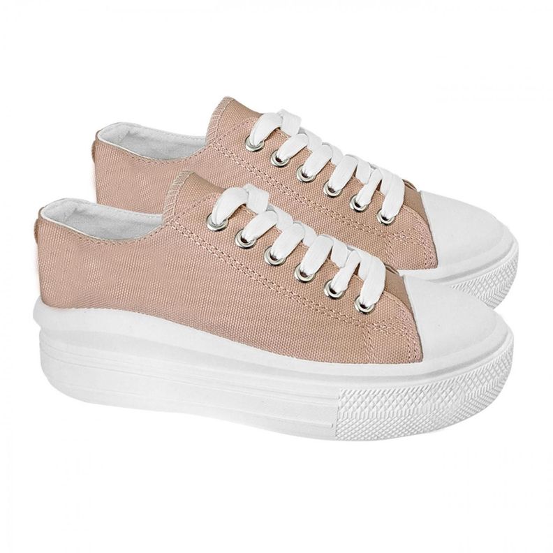 Zapatilla Mujer Con Plataforma Urbana De lona - Rosa 7084-2