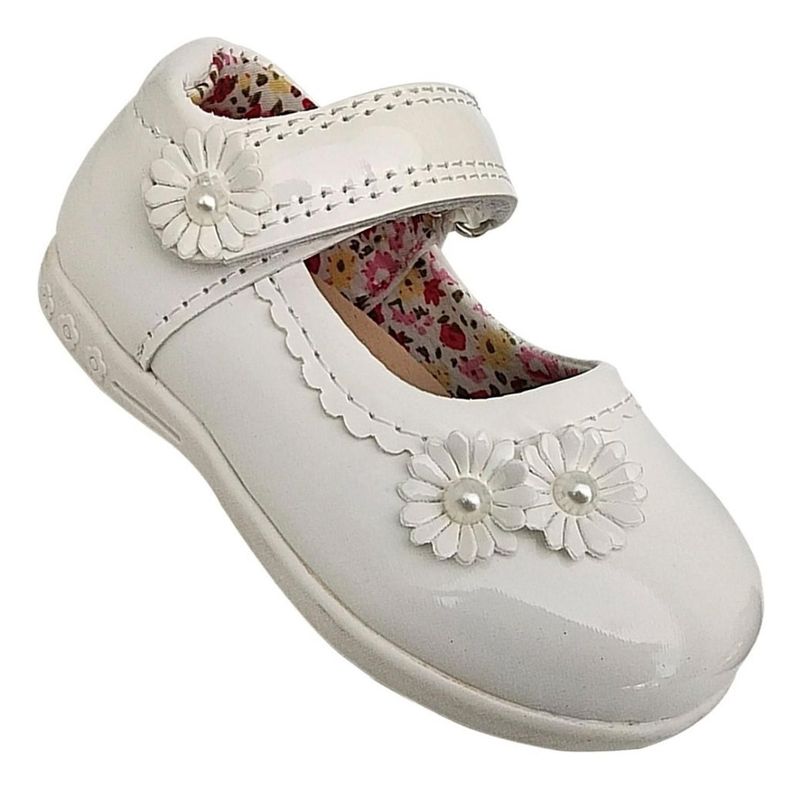 Zapato Infantil Niña Charol Fiestas Navidad Bautizos Blanco 7002-0