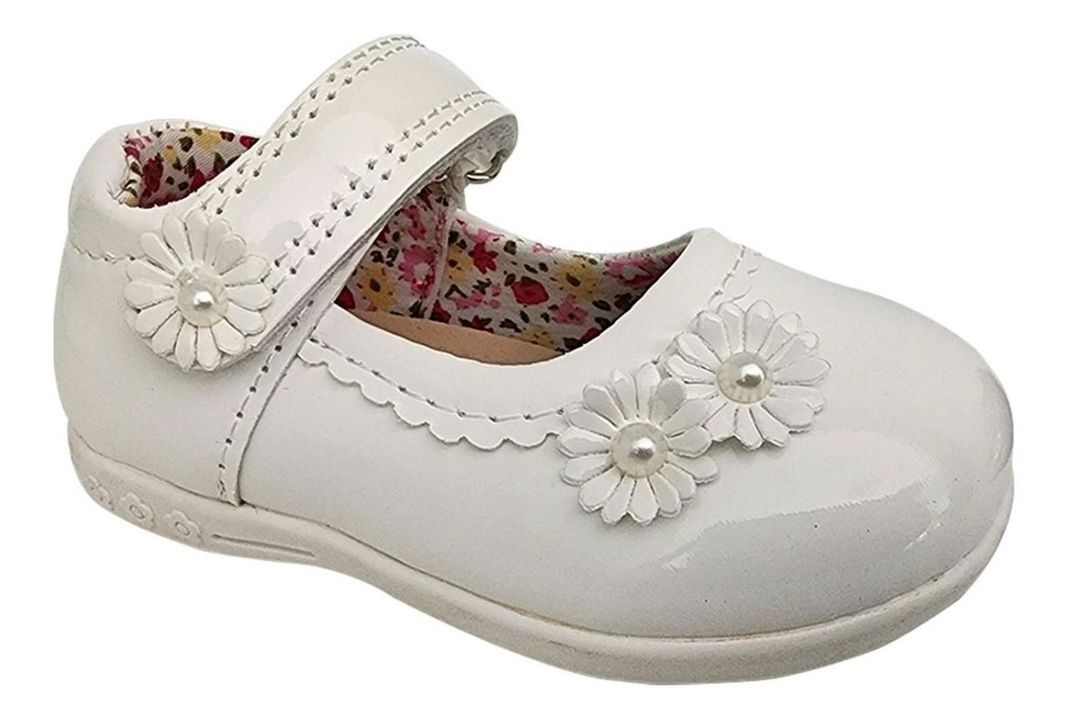Zapato Infantil Niña Charol Fiestas Navidad Bautizos Blanco 7002-1