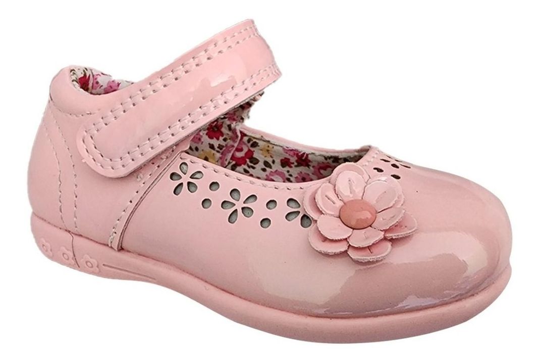 Zapato Infantil Niña Charol Fiestas Navidad Bautizo Rosado 7003-1