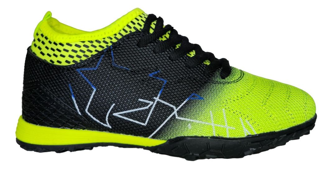 Zapatillas Ergonómicas Negro Y Verde Para Fútbol Sala 7637-0