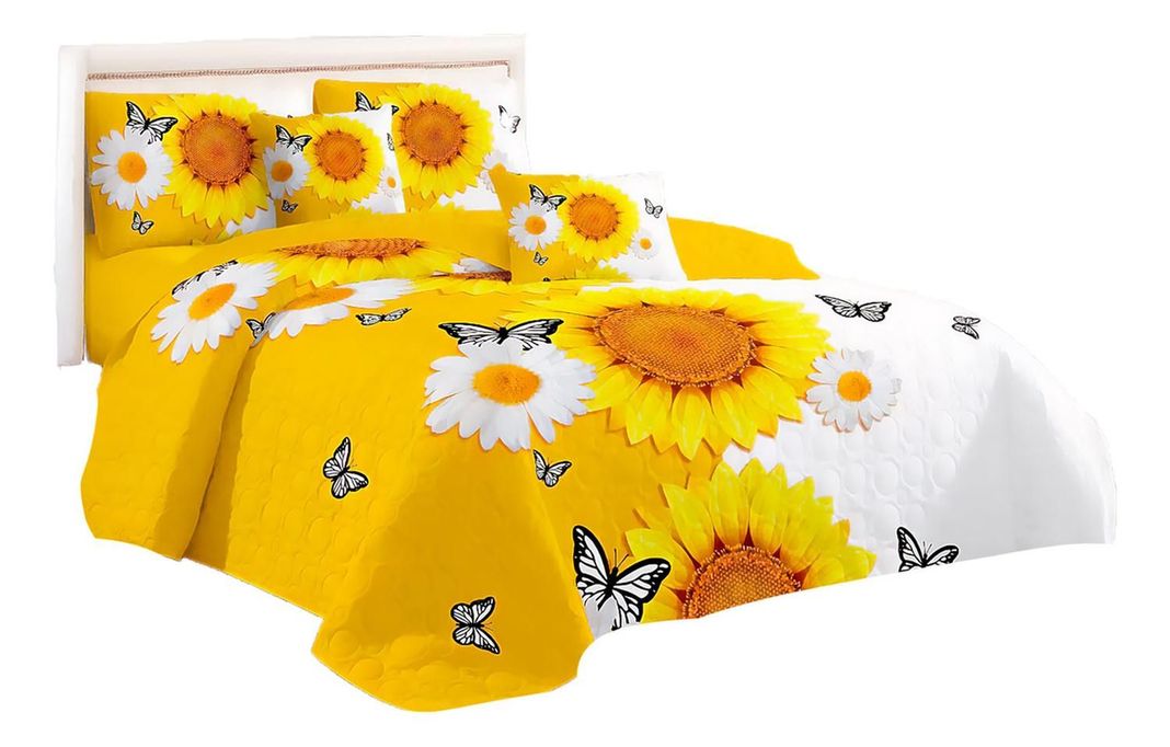 Cubre Cama King Quilt 2.5 Plazas Estampado Girasol 652-0
