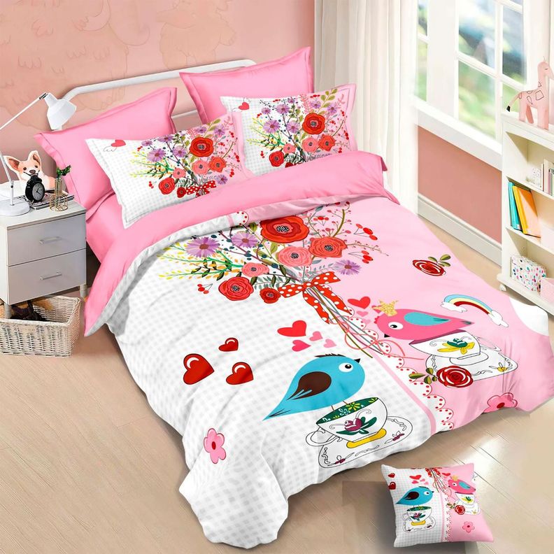 Cubrecama Quilt Verano 1.5 Plazas +funda 50x70 Birds Pin 604
