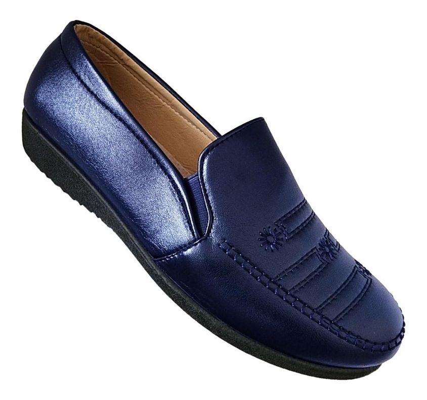Zapato Mujer Casual Clasico Comodo Bordado Azul 3232-0