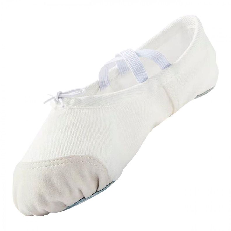 Zapatillas Media Punta Lona Y Gamuza Ballet Niña Blanco 7701-0
