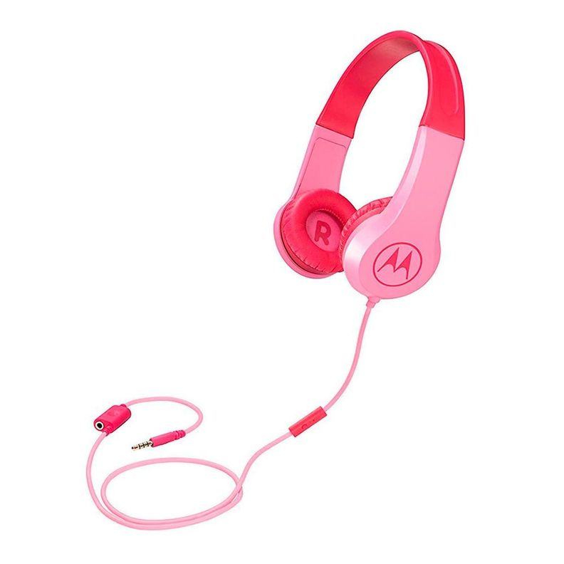 Audifonos Motorola Jr 200 On Ear Rosado Microfono Resistente-0