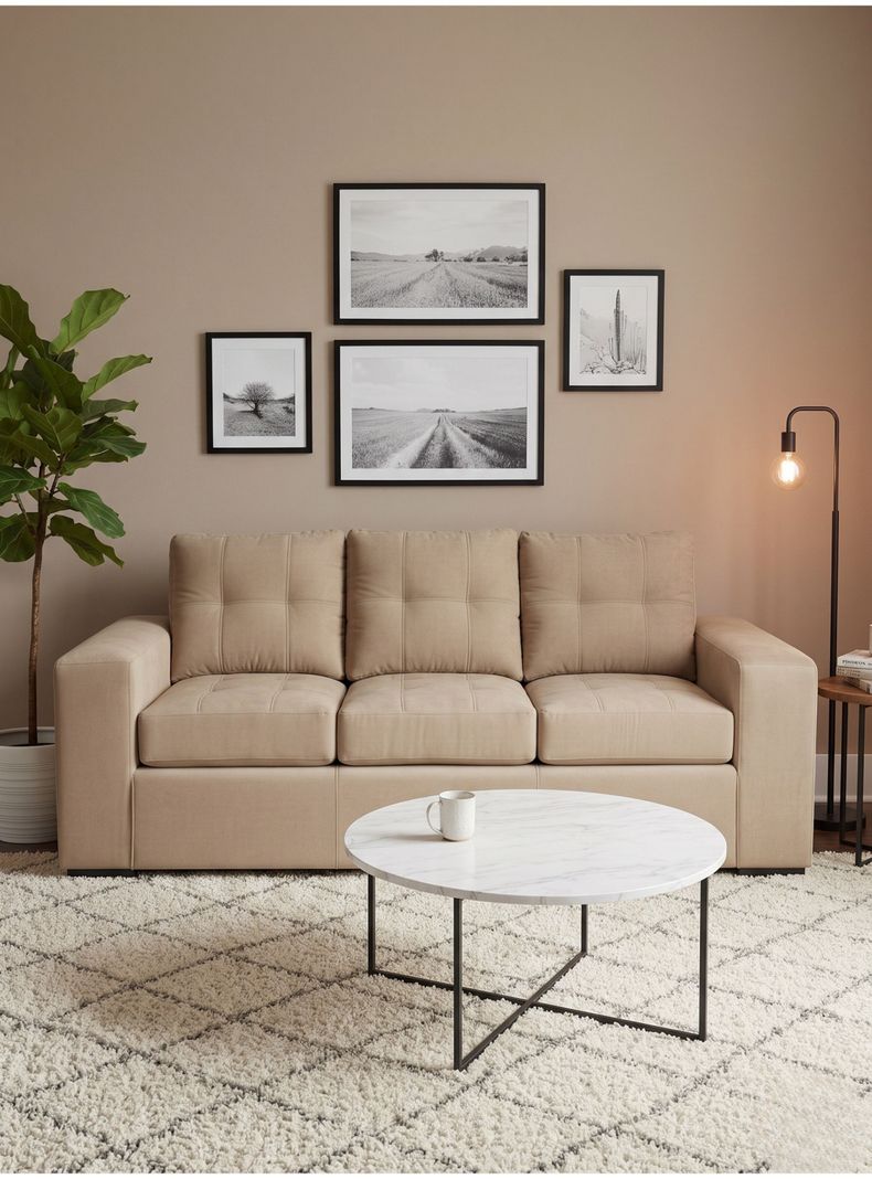Sofa 3 cuerpos Lucca Felpa Beige