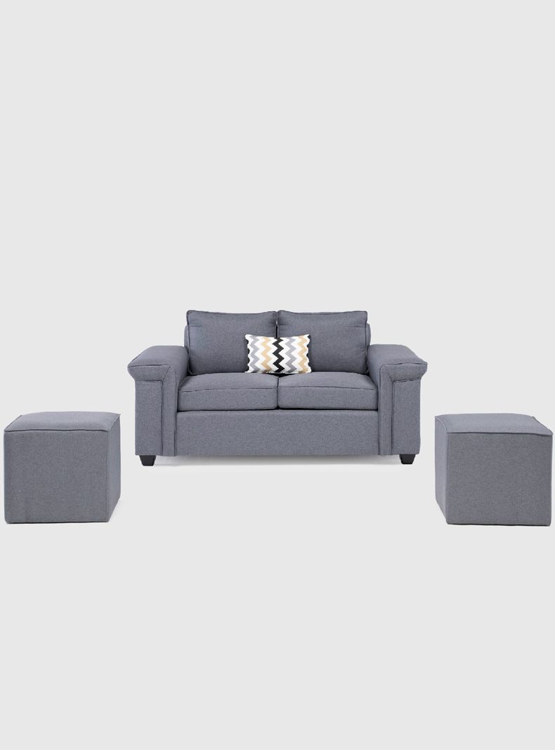 Sofá 2 cuerpos + 2 Pouf Sicilia Tela-1