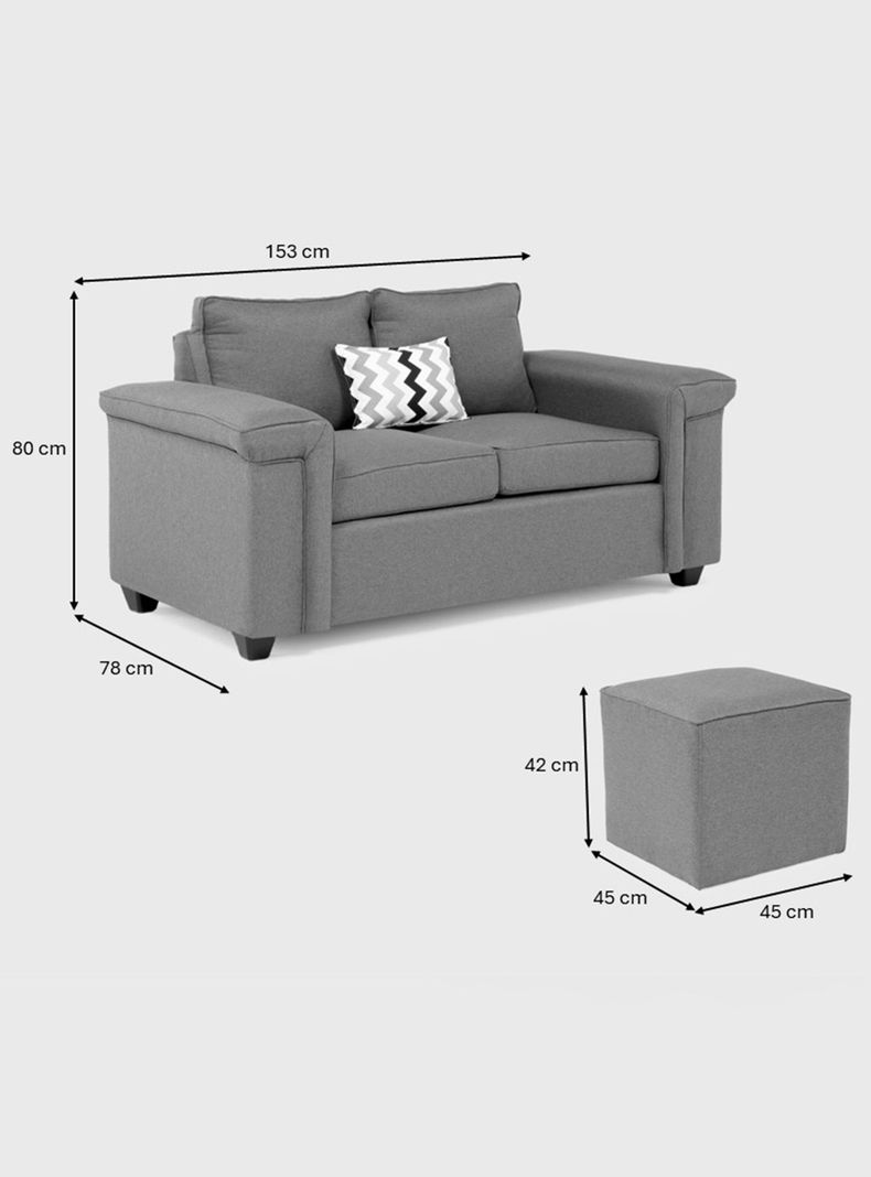 Sofá 2 cuerpos + 2 Pouf Sicilia Tela-7