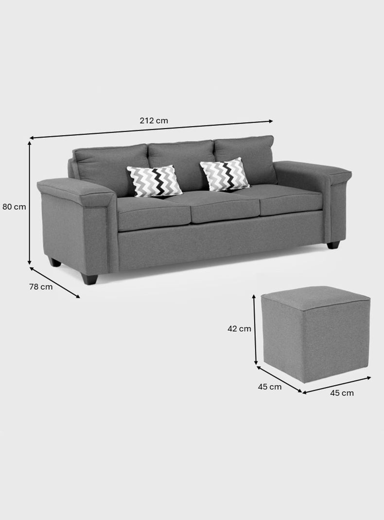 Sofá 3 cuerpos Sicilia + 2 Pouf Tela-7