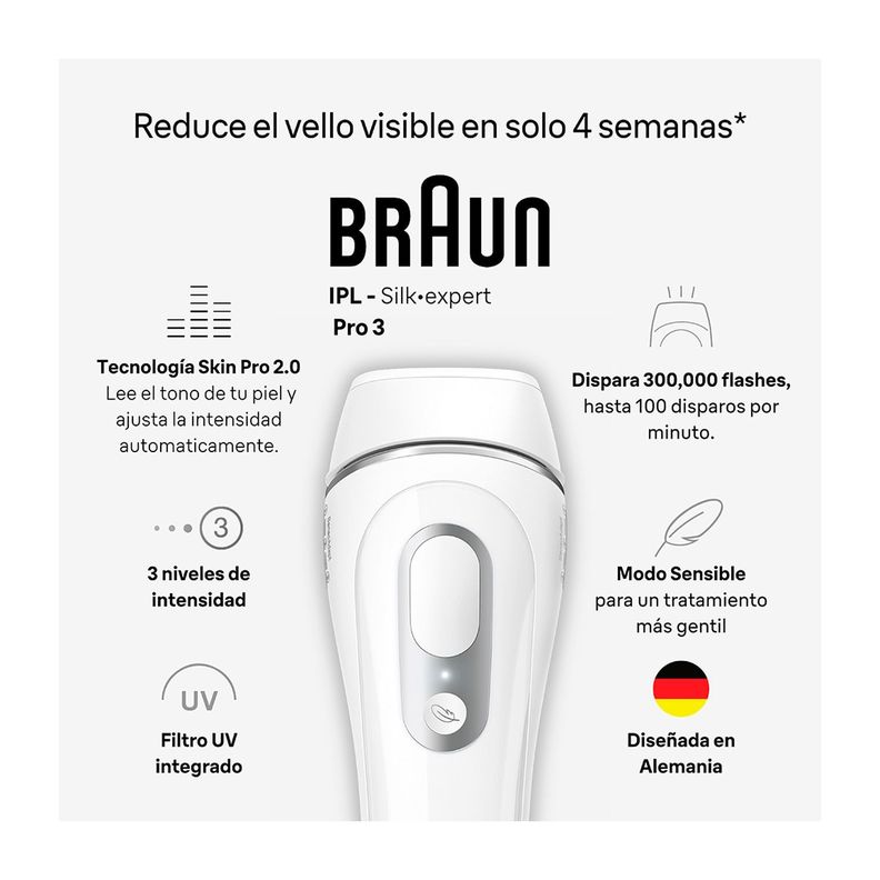 Depiladora IPL Braun PL3230 WHT/SILV Silk-Expert Pro 3-1