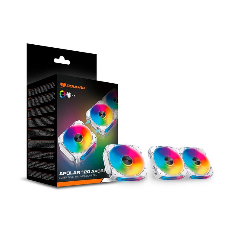 Kit 3 Ventiladores Cougar Apolar 120MM ARGB White-3